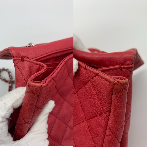 Authentic Chanel classic maxi soft caviar single flap in SHW - Picture 15 of 15